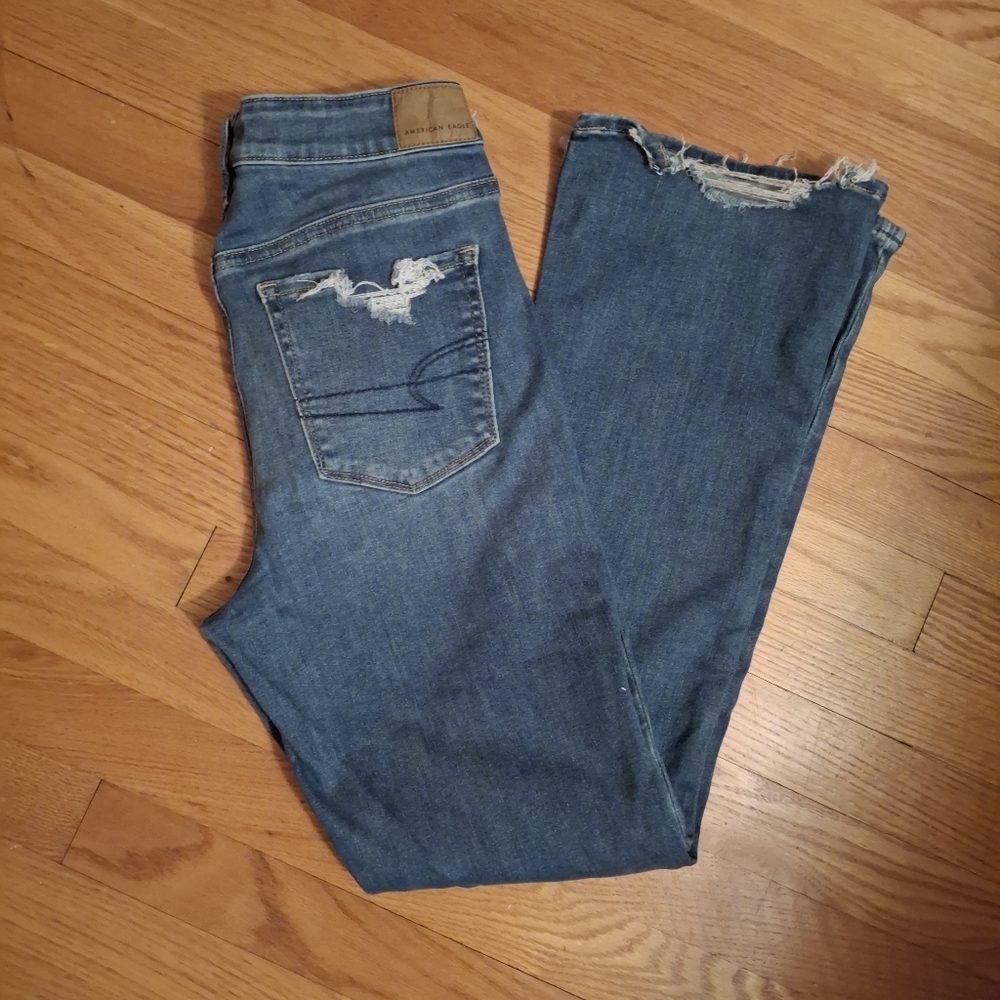Women's American Eagle Hi-Rise Skinny Kick Jeans Size 8 Short - Picture 6 of 6